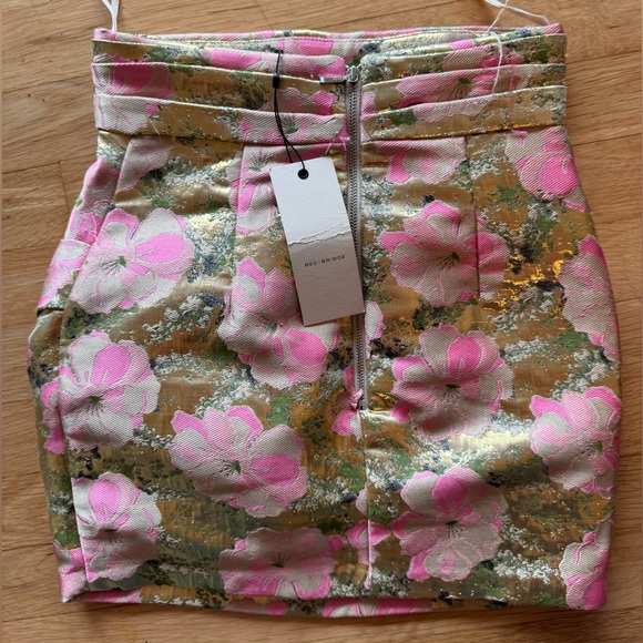 bec + bridge Meet Me at the Disco Gold and Pink Floral Mini Skirt - Picture 7 of 7